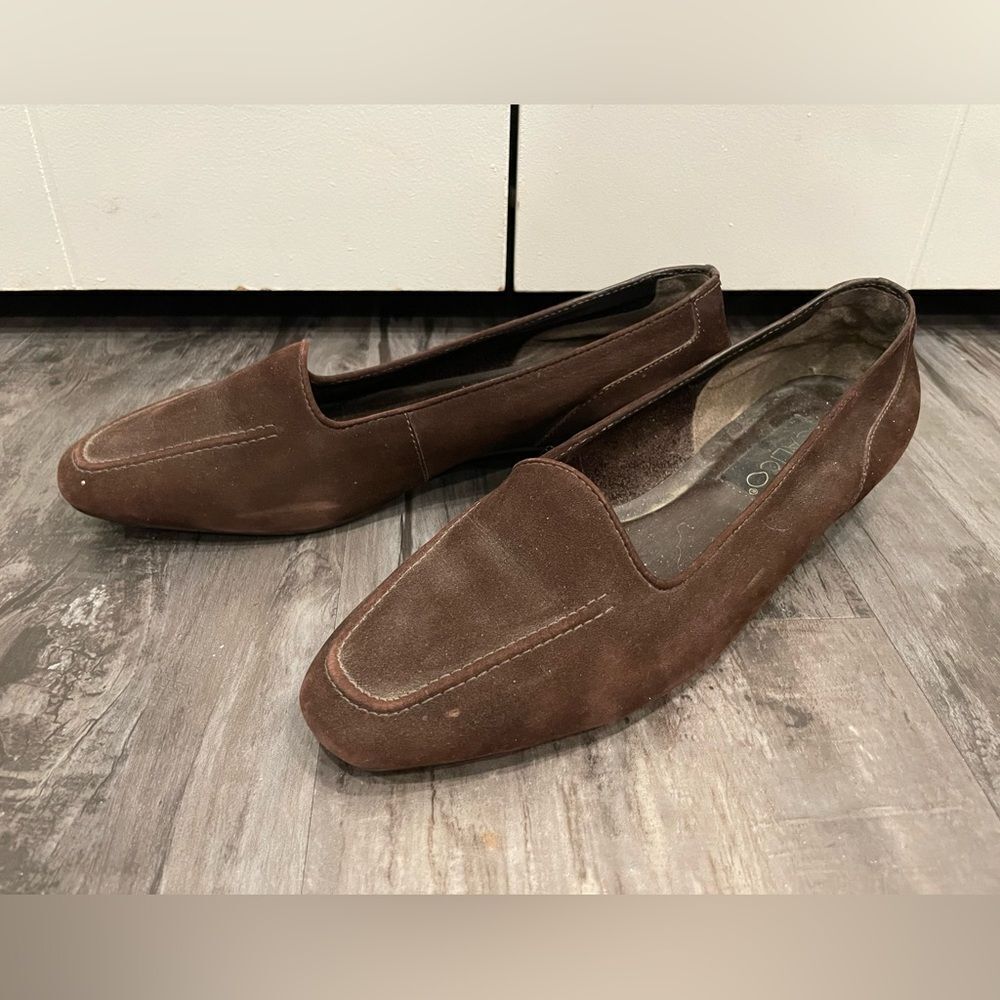 Vintage 80’s 90’s soft brown leather loafer flat, Calico, size 8.5